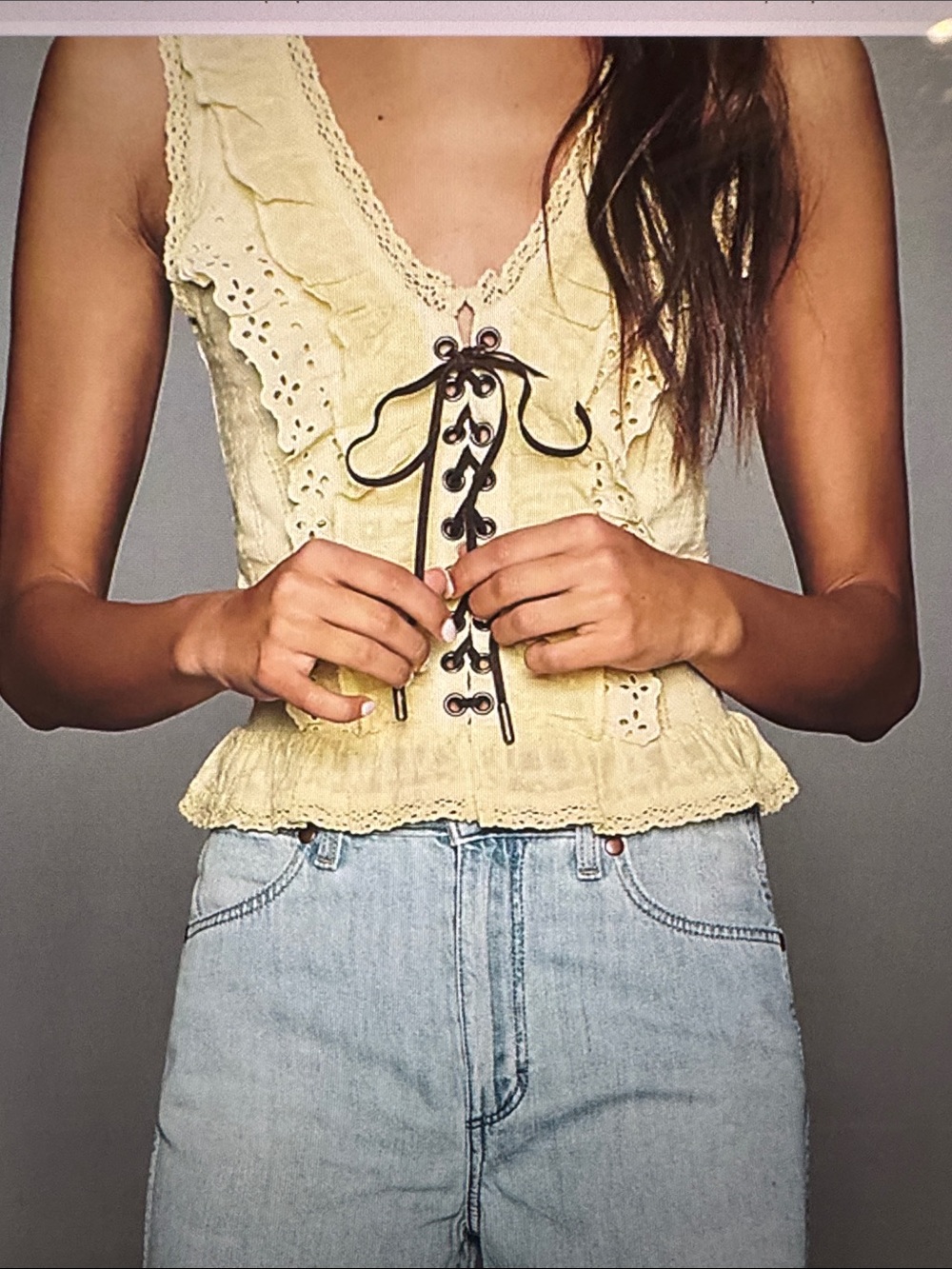 Pilcro Lemongrass Eyelet Ruffle Tank - Picture 6 of 8